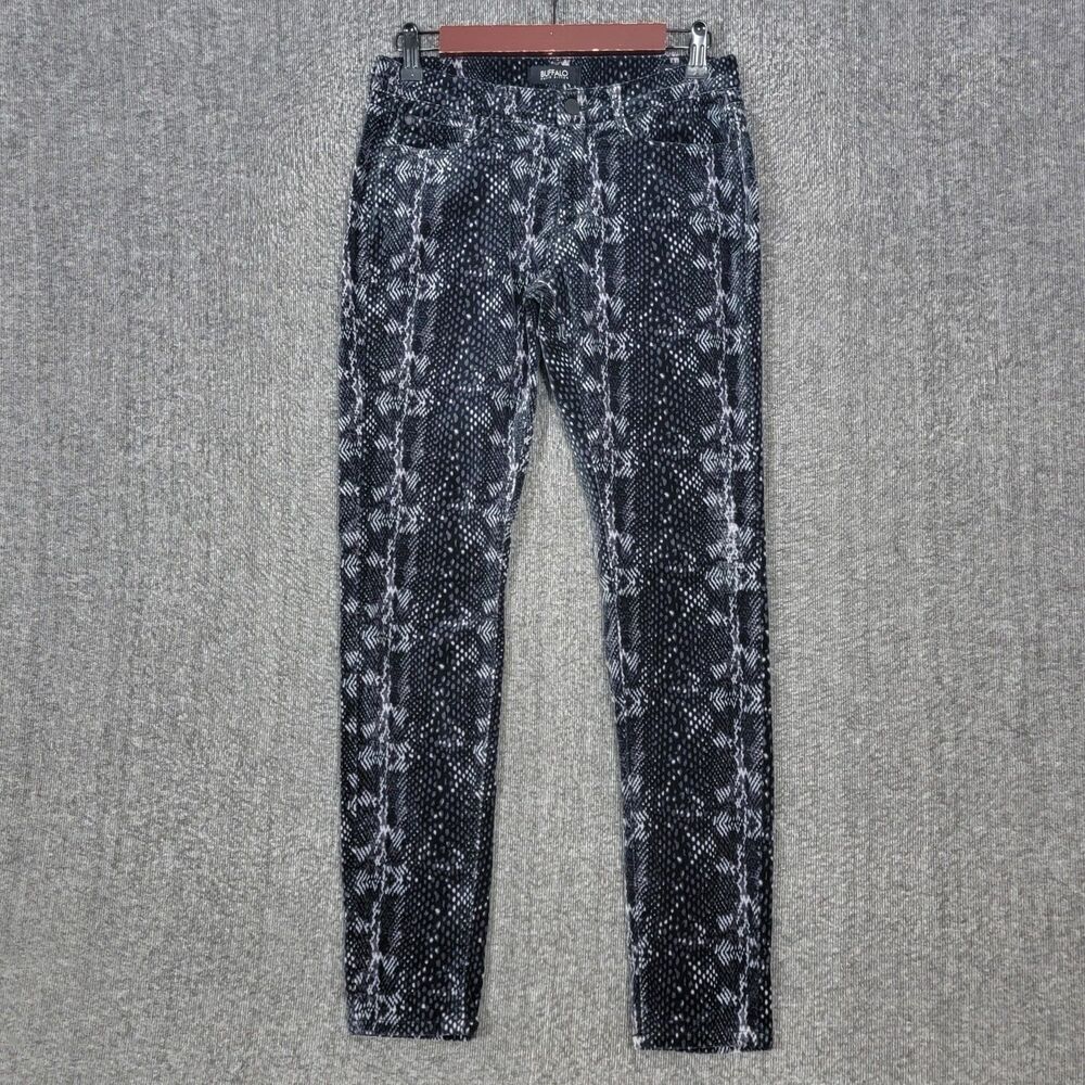 Buffalo David Bitton Pants Womens 26 Black Gray Faith Mid Rise Skinny Stretch